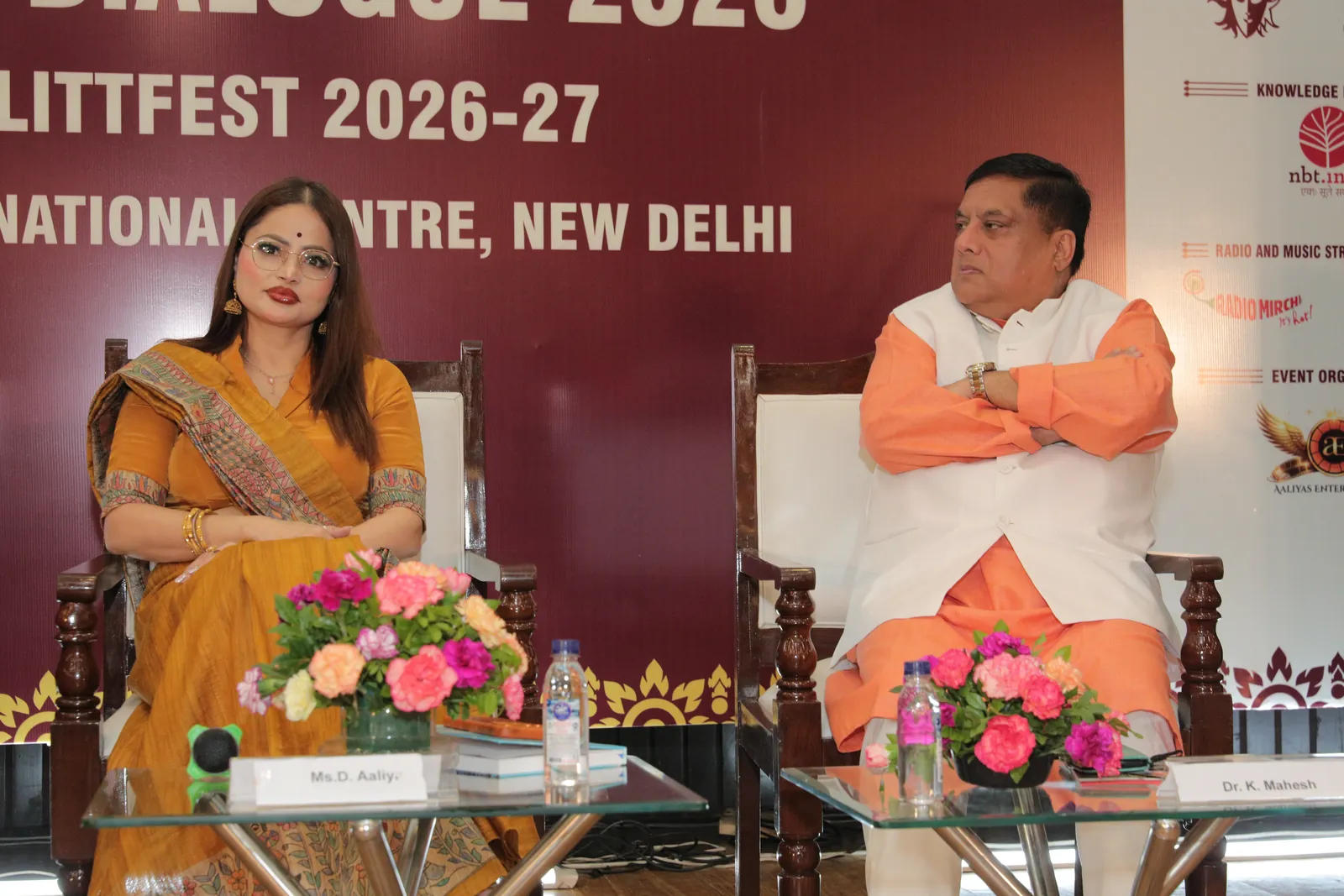 Ms. D. Aaliya seated on stage at the Delhi Nalanda Dialogue