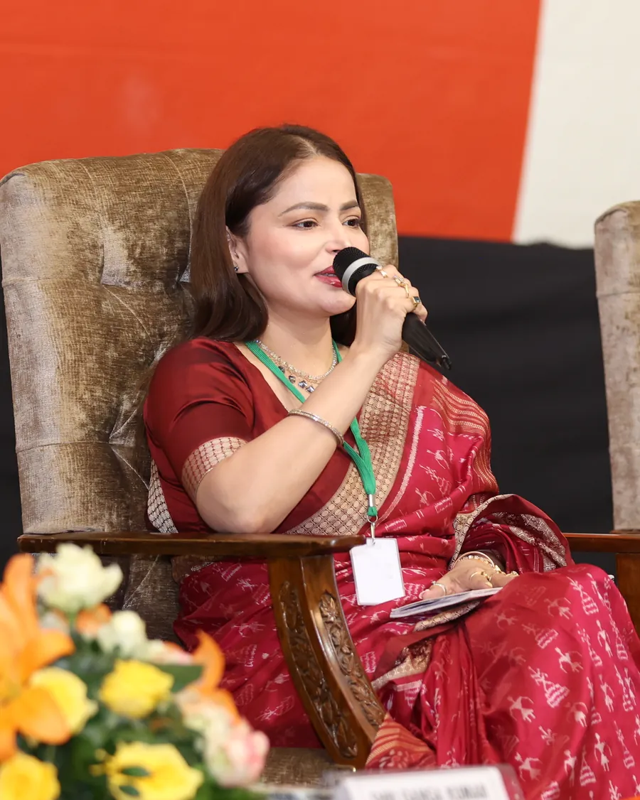 Ms. D. Aaliya speaking on a panel in Srinagar